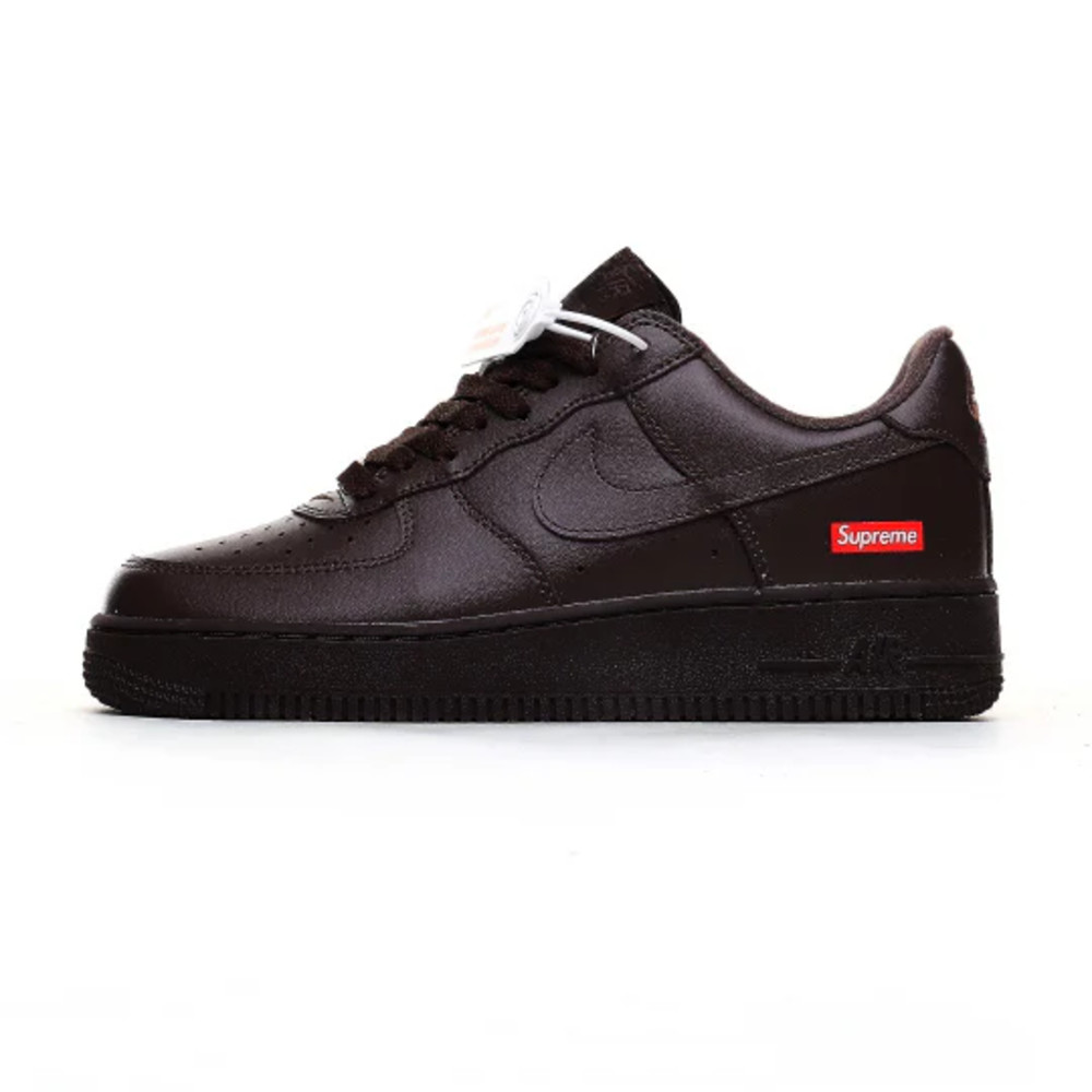Nike Air Force 1 '07 Low Supreme Dark Brown Red Logo